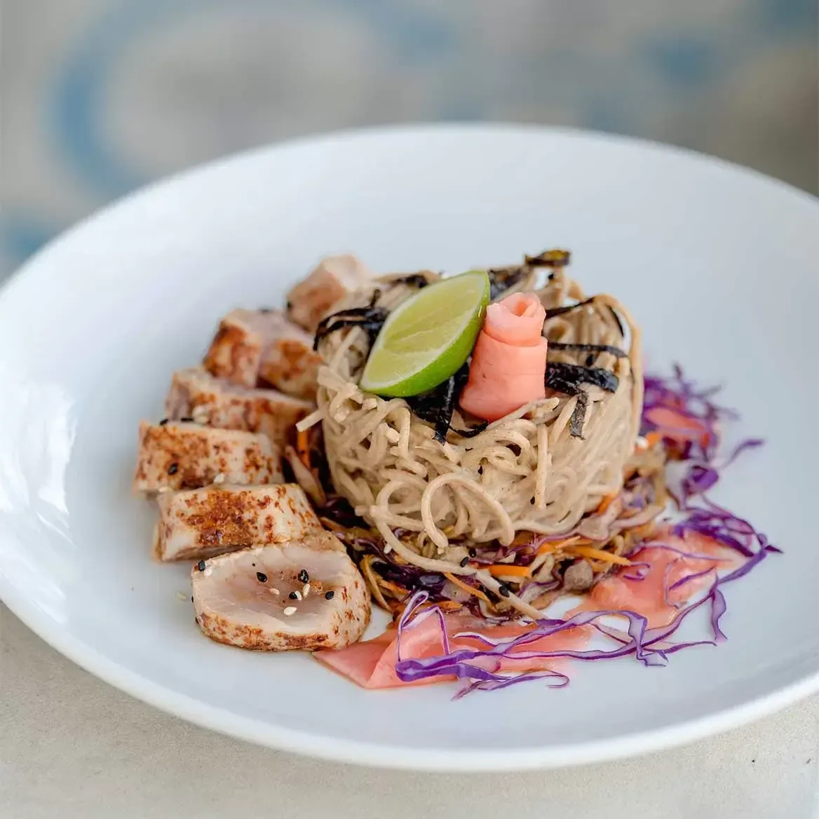 Seared tuna with soba noodles at O Restaurant