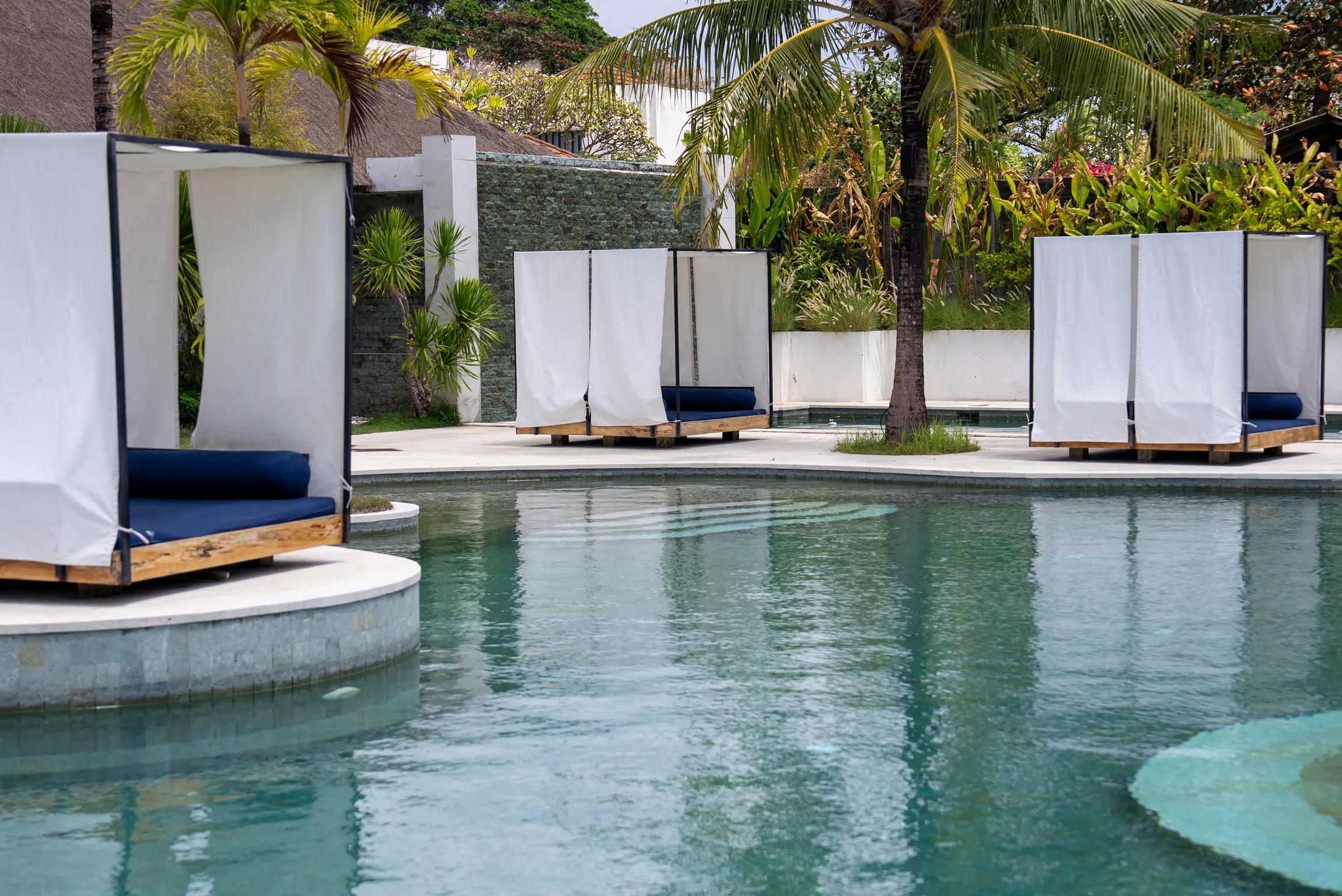 Pronoia lagoon pool and shaded cabanas