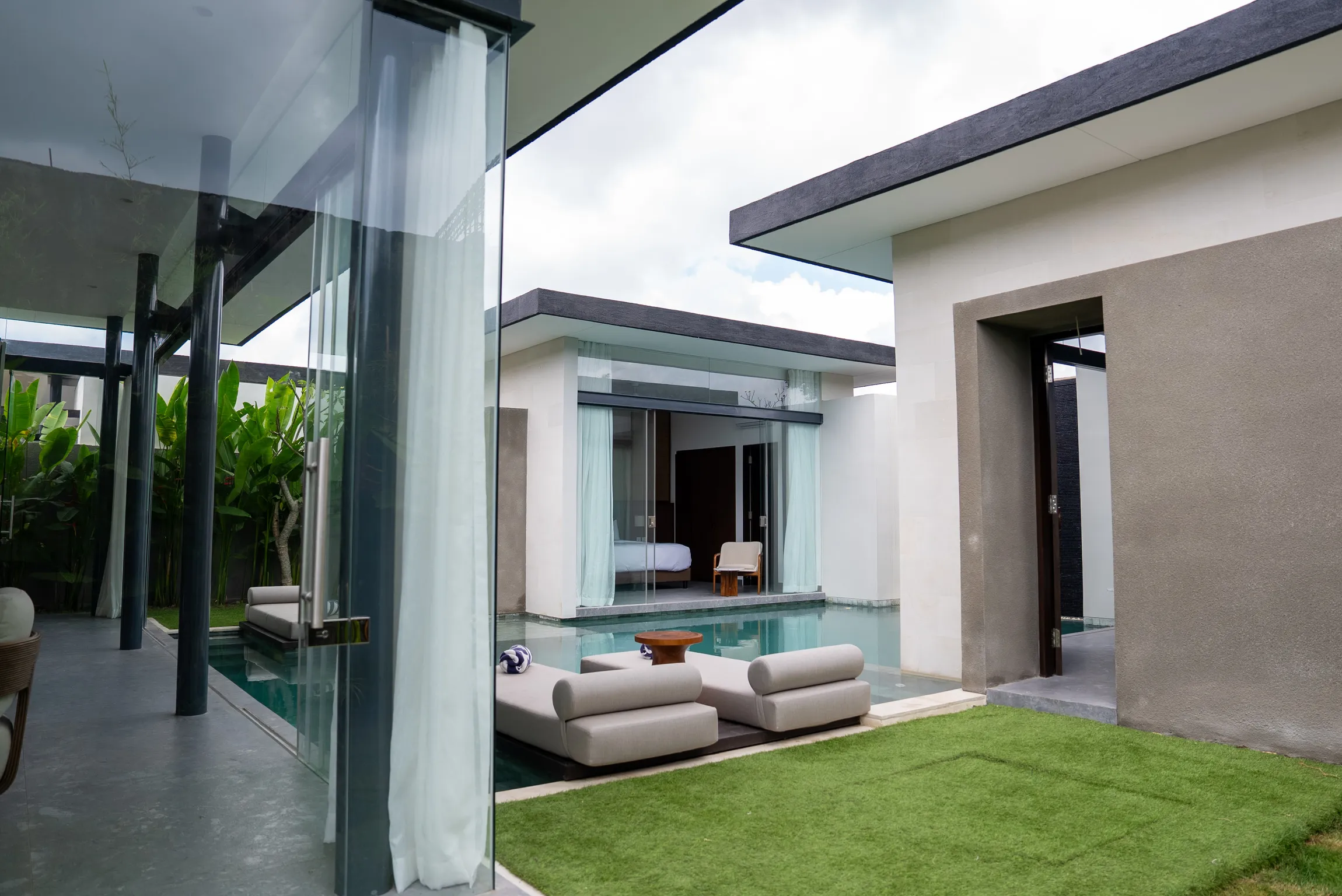 Completed Phase 1 Pronoia villa courtyard with a private pool