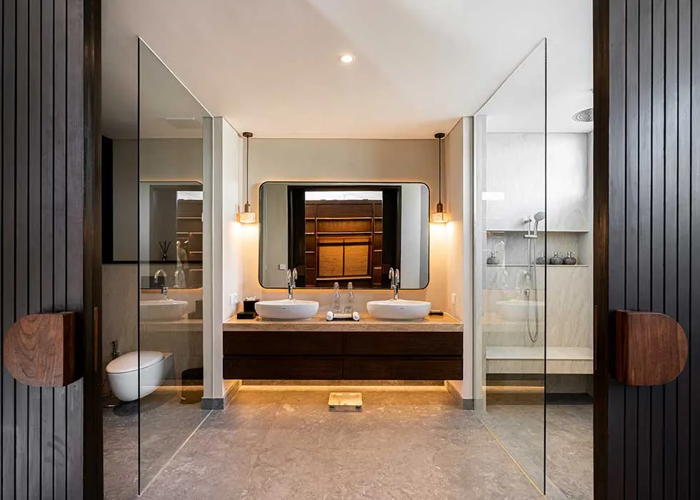 Pronoia one-bedroom villa — bathroom (completed Phase 1 photography)
