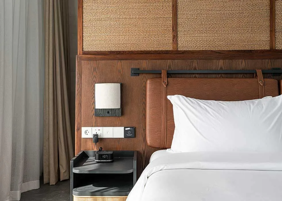 Pronoia one-bedroom villa — bedroom (completed Phase 1 photography)