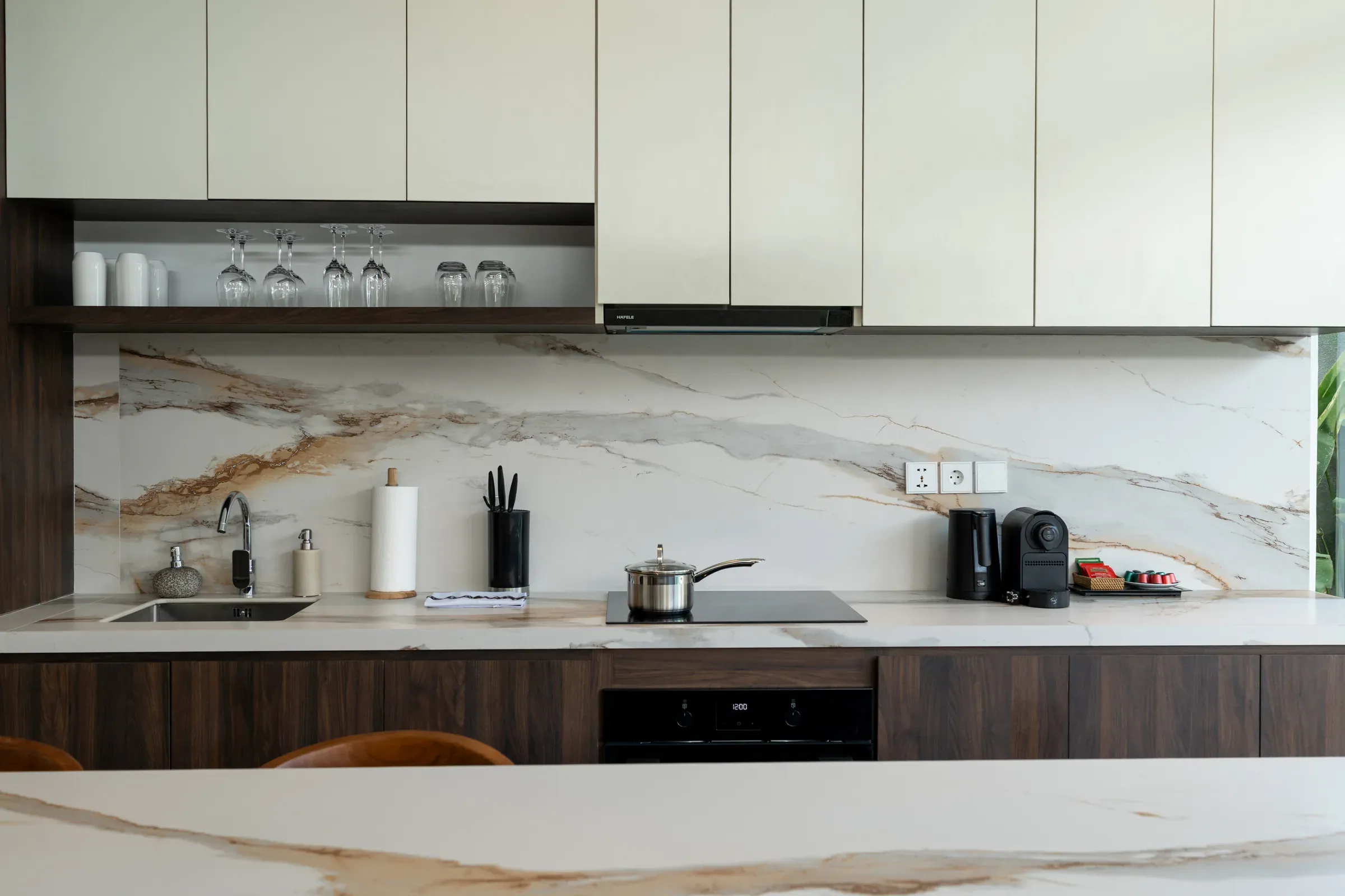 Pronoia two-bedroom villa — kitchen (completed Phase 1 photography)