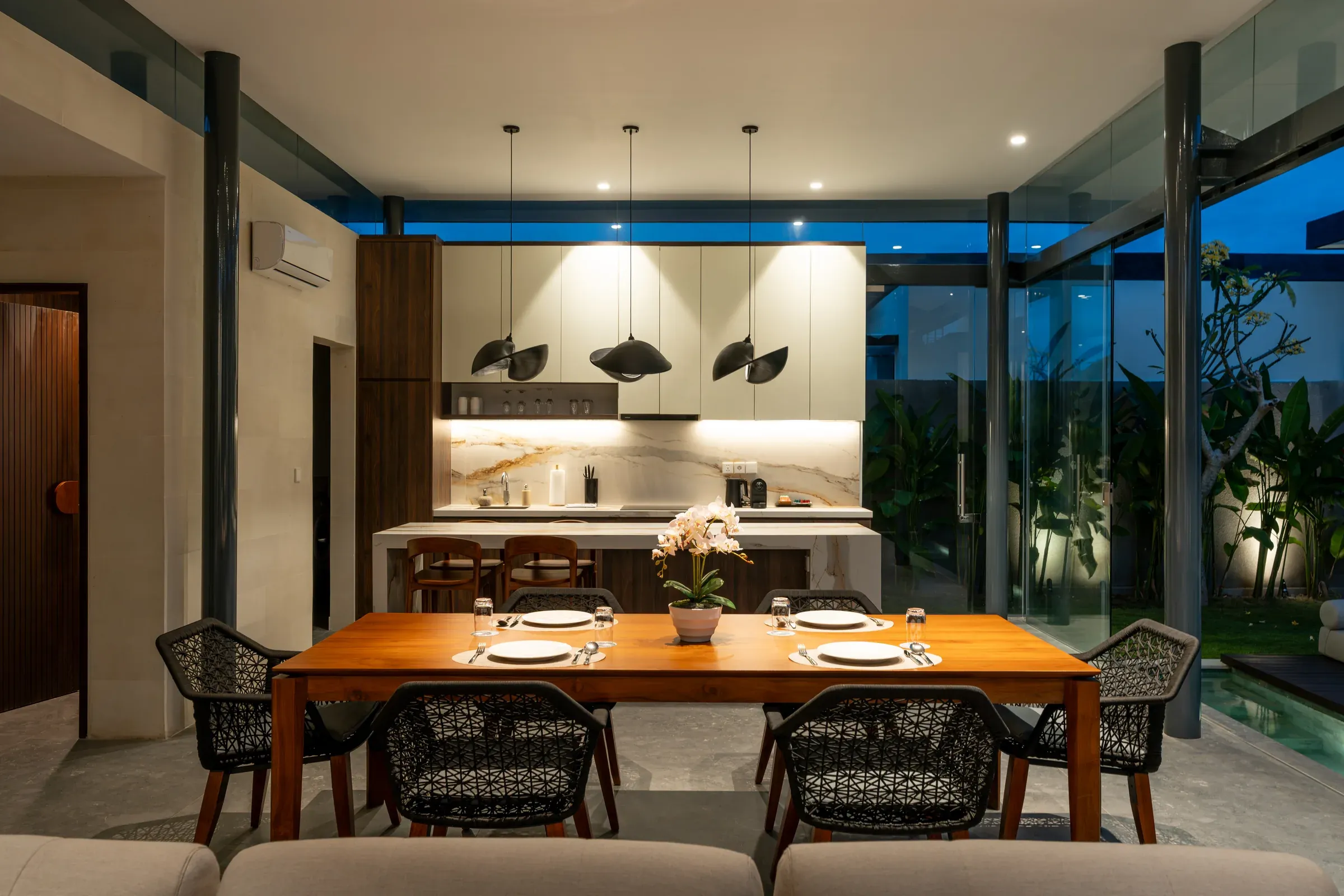 Pronoia two-bedroom villa — living area (completed Phase 1 photography)